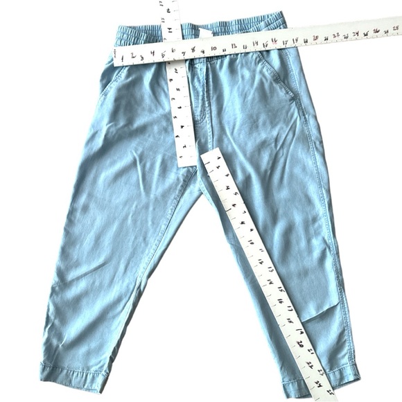 GAP Easy Pants Cotton elastic cord knot waist ankle  length blue Sz L - Picture 3 of 6